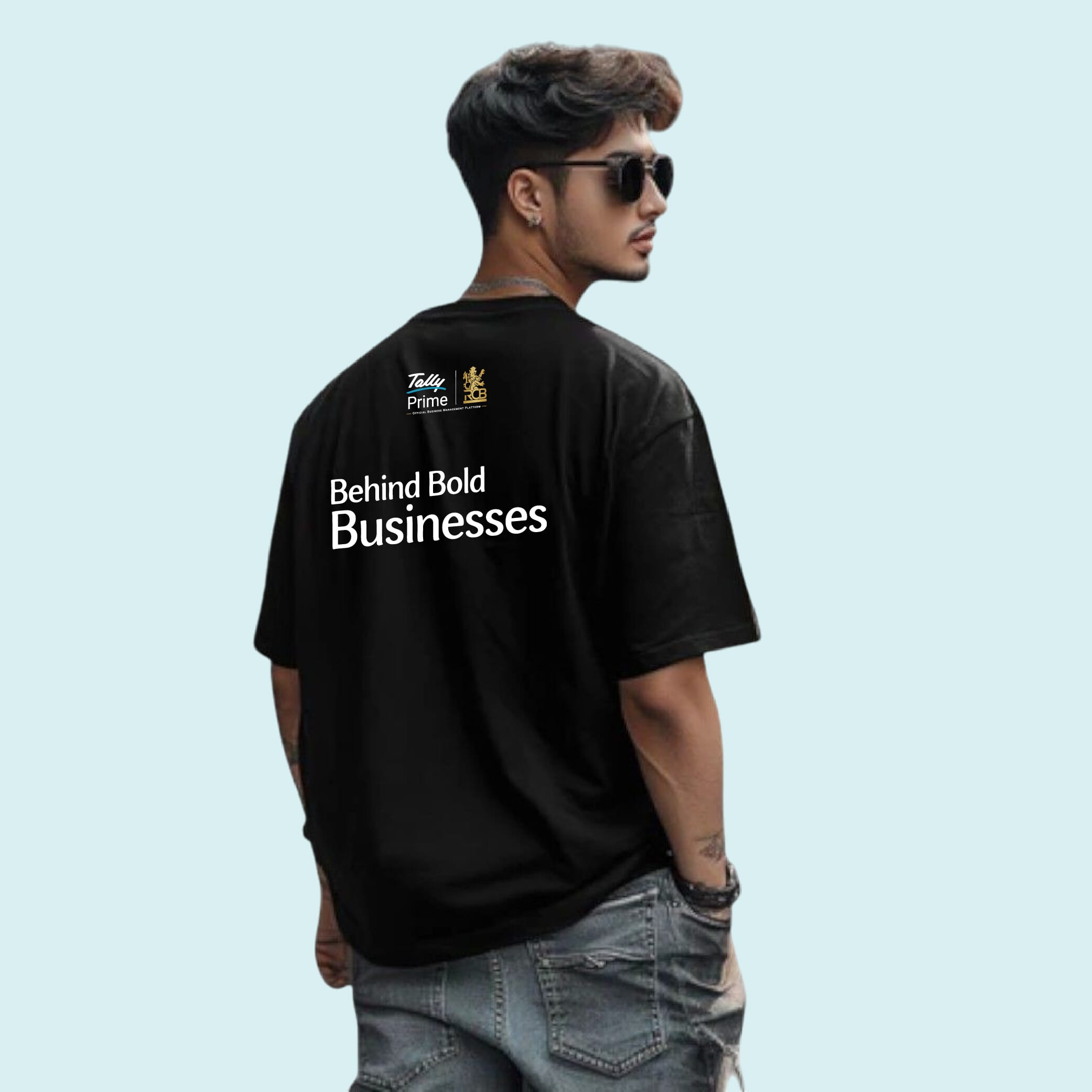 Greys&Blues Pima Oversized Round neck T-Shirt-Black